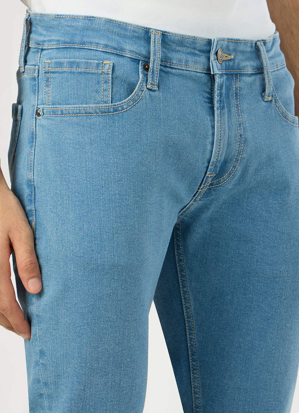 Men Blue Mid Rise Skinny Fit Textured Jeans, , large image number 4