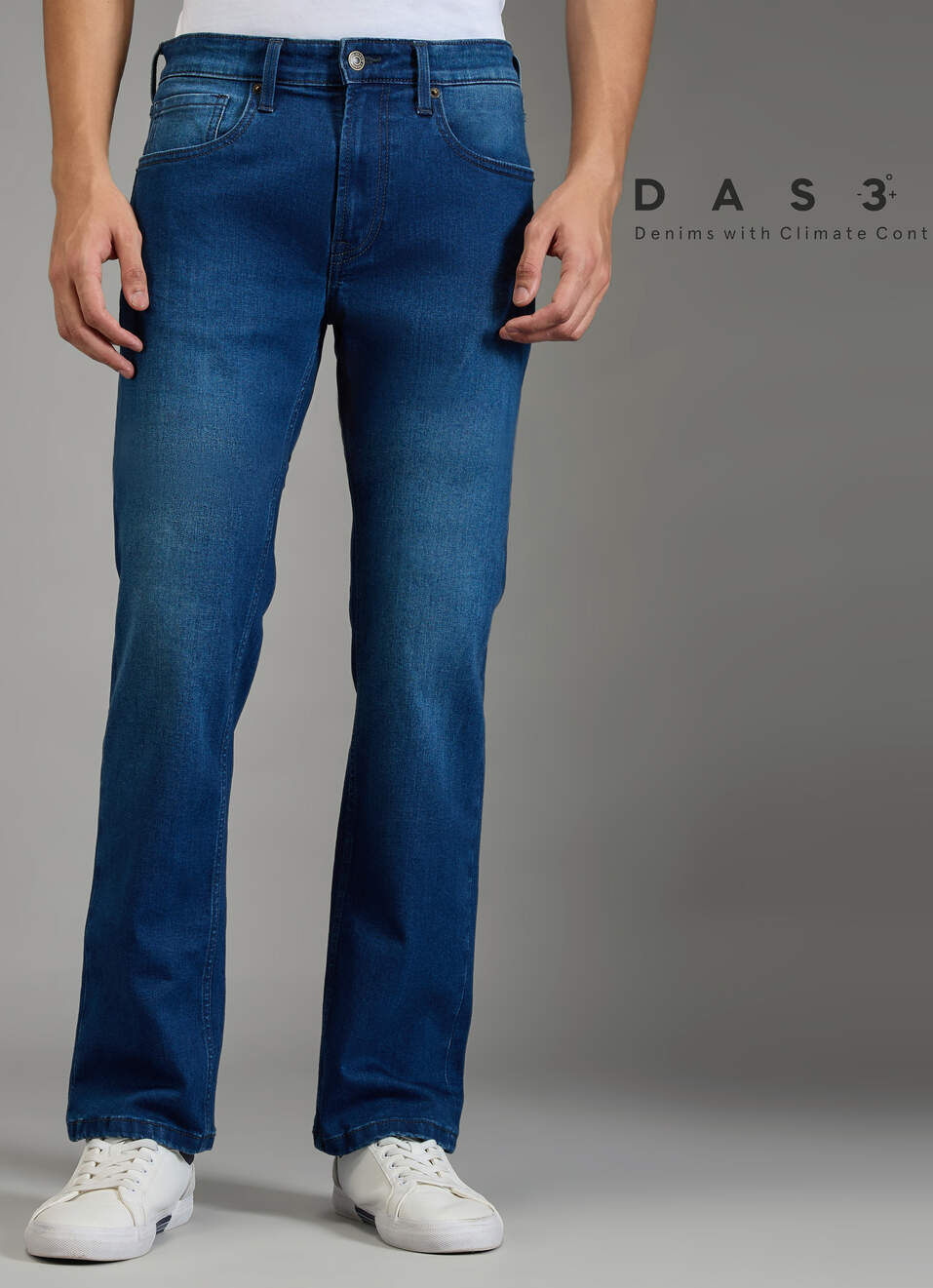 Men Blue Dark Used Straight Fit Mid Rise Stretchable Jeans, , large image number 2