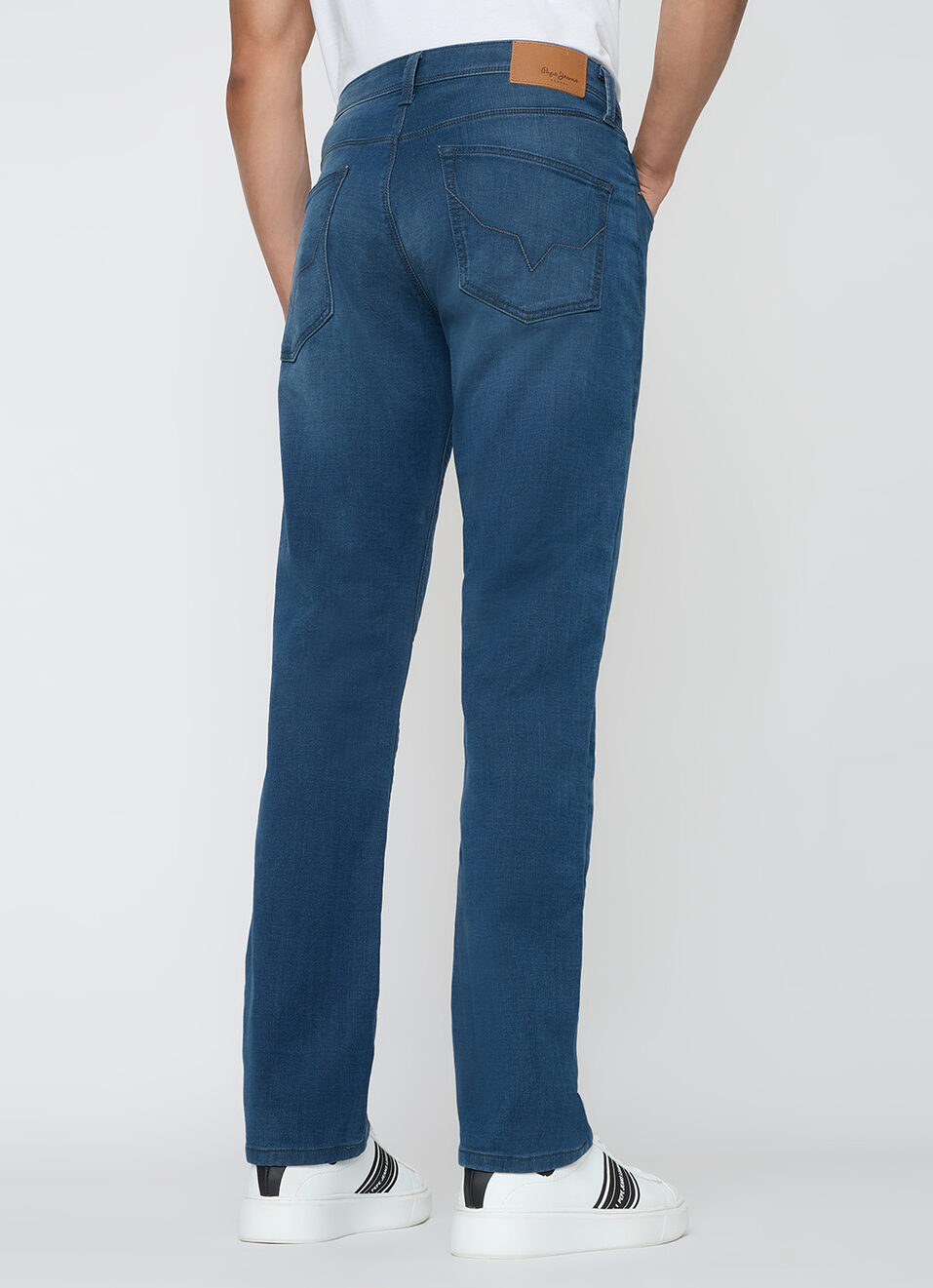 Men Blue Straight Fit Stretchable Jeans, , large image number 3