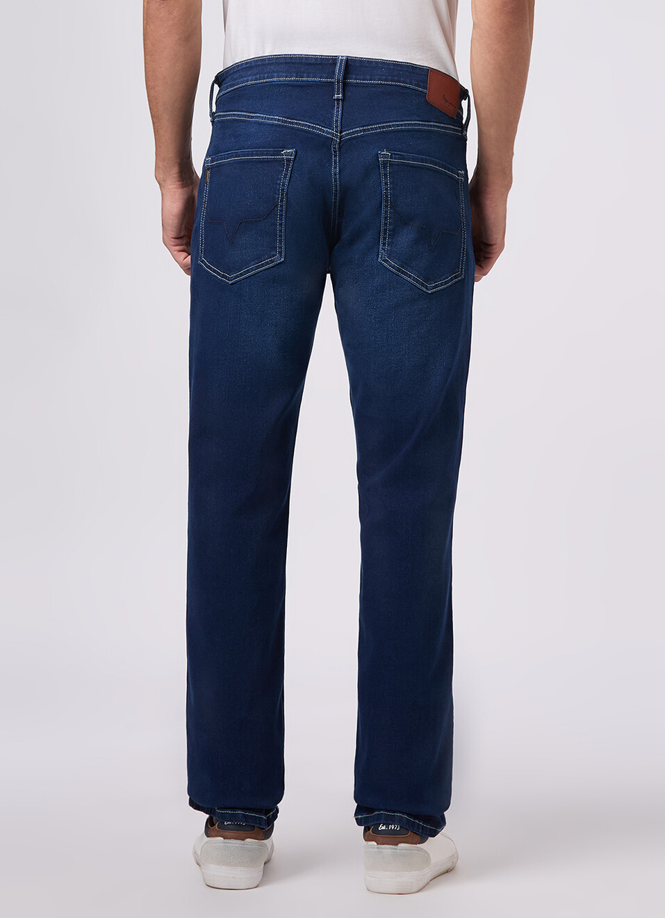 Men Blue Mid Rise Straight Fit Textured Jeans, , large image number 3