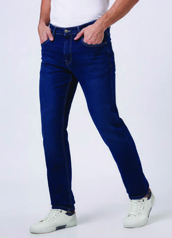 Men Blue Mid Rise Straight Fit Textured Jeans