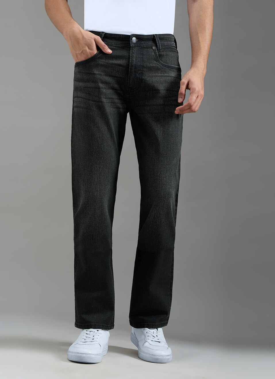 Men Dark Used Straight Fit Jeans, , large image number 2