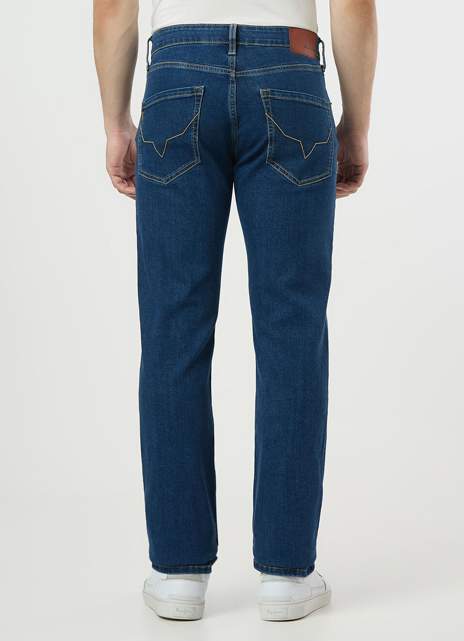 Men Blue Mid Rise Straight Fit Textured Jeans, , large image number 3