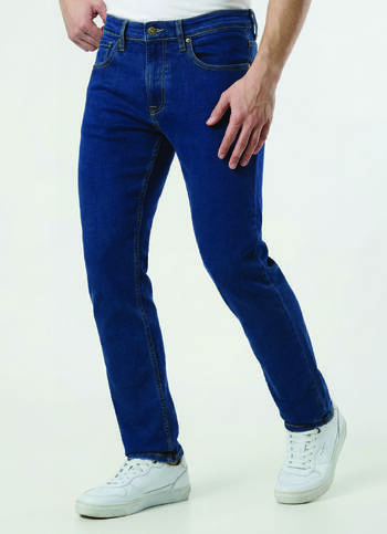 Men Blue Mid Rise Straight Fit Textured Jeans