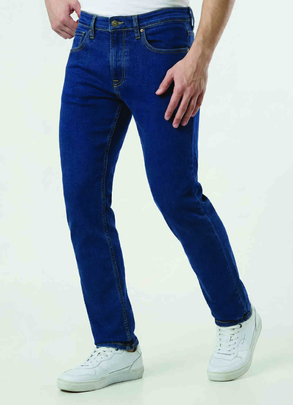Men Blue Mid Rise Straight Fit Textured Jeans, , large image number 0