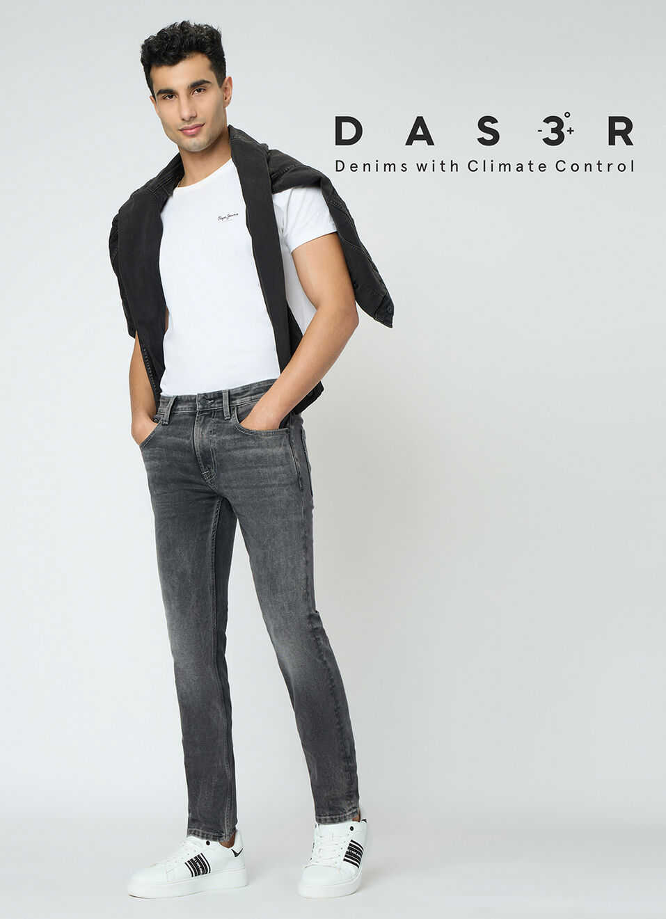 Men Grey Slim Fit Stretchable Jeans, , large image number 1