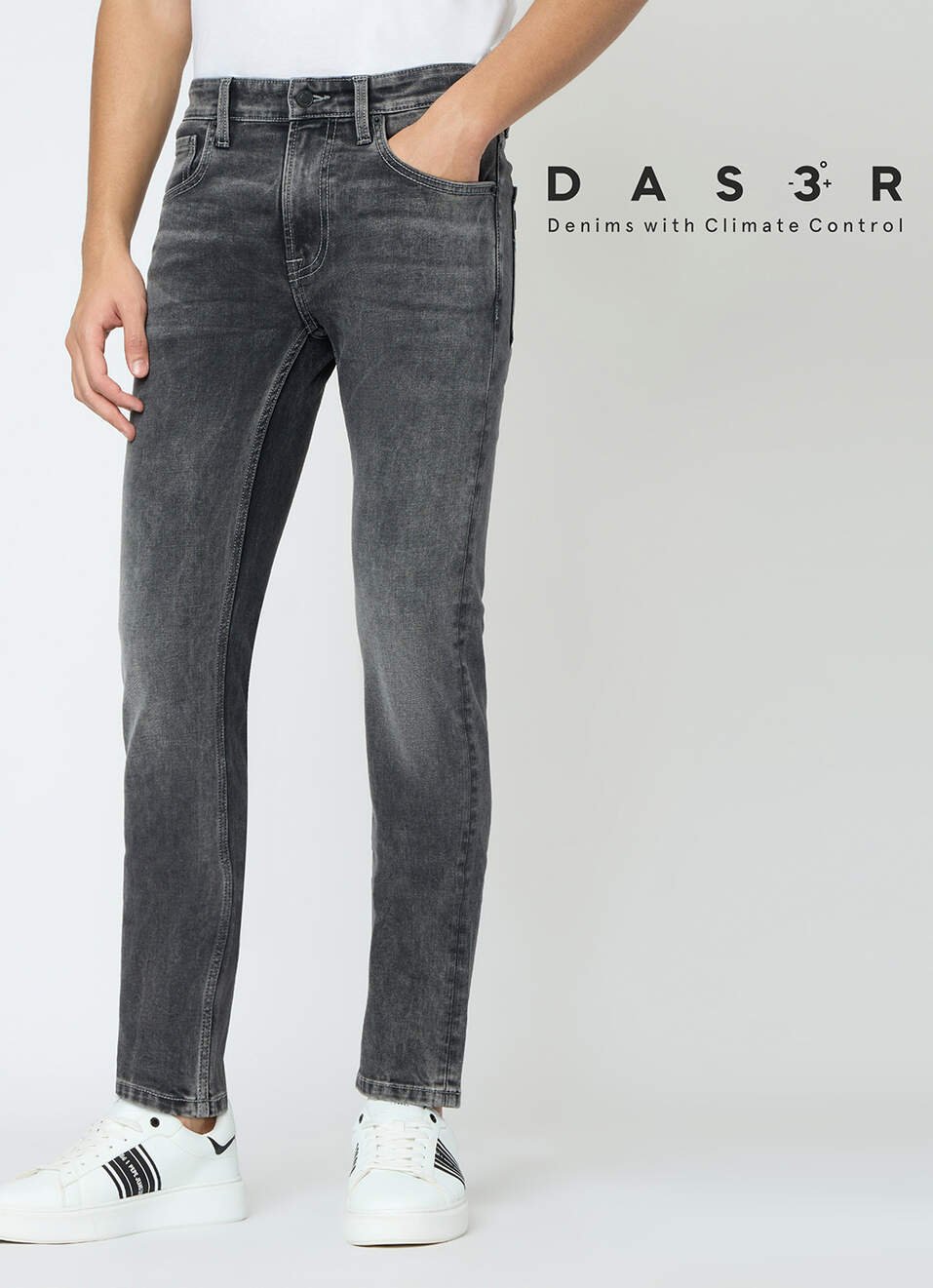 Men Grey Slim Fit Stretchable Jeans, , large image number 2