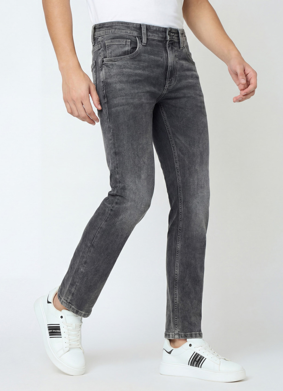 Men Grey Slim Fit Stretchable Jeans, , large image number 0