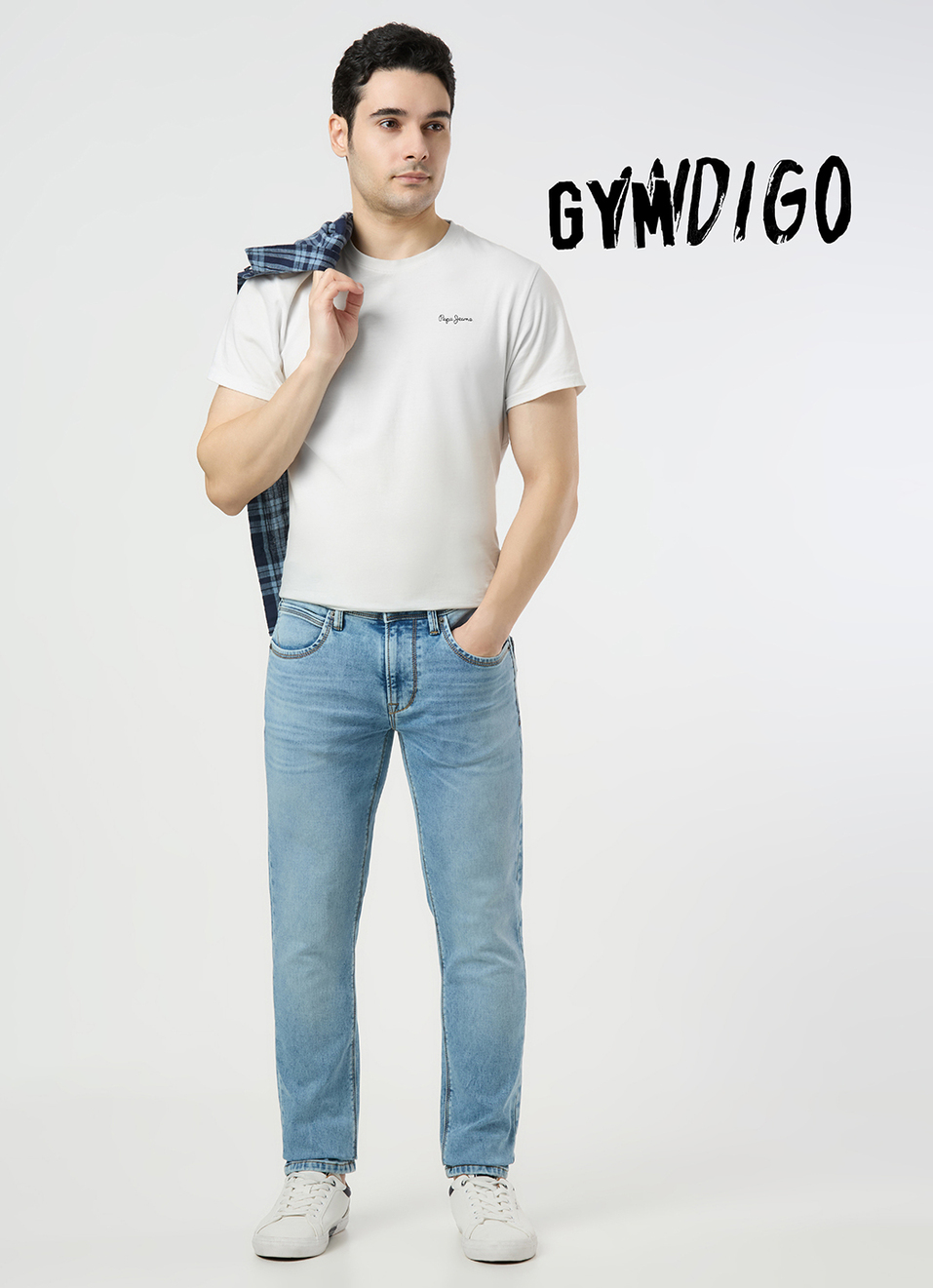 Men Light Blue Low Rise Slim Fit Gymindigo Jeans, , large image number 1