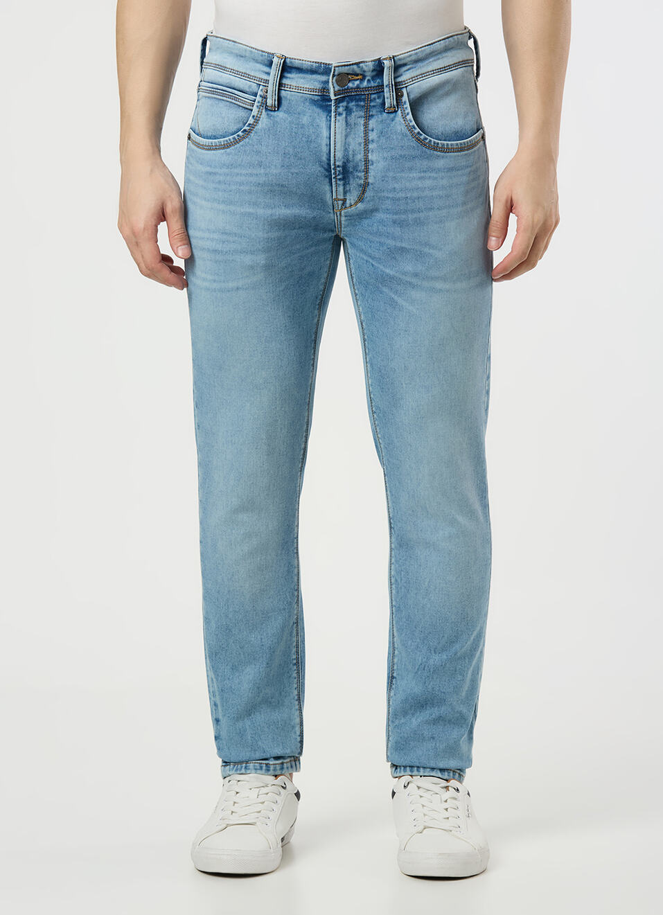 Men Light Blue Low Rise Slim Fit Gymindigo Jeans, , large image number 2