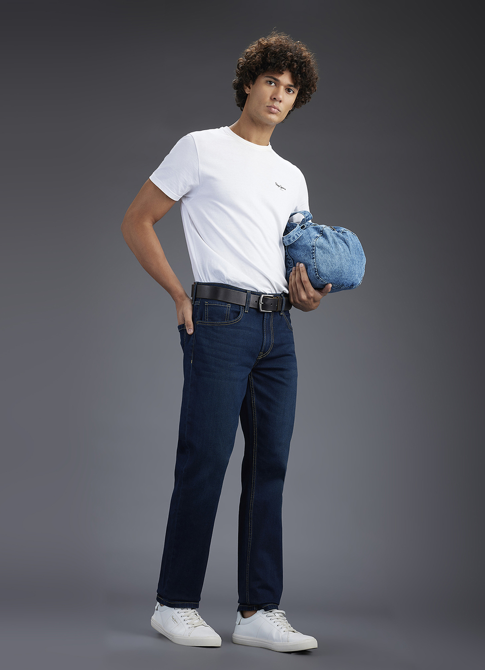 Men Blue Straight Fit Mid Rise Stretchable Jeans, , large image number 1