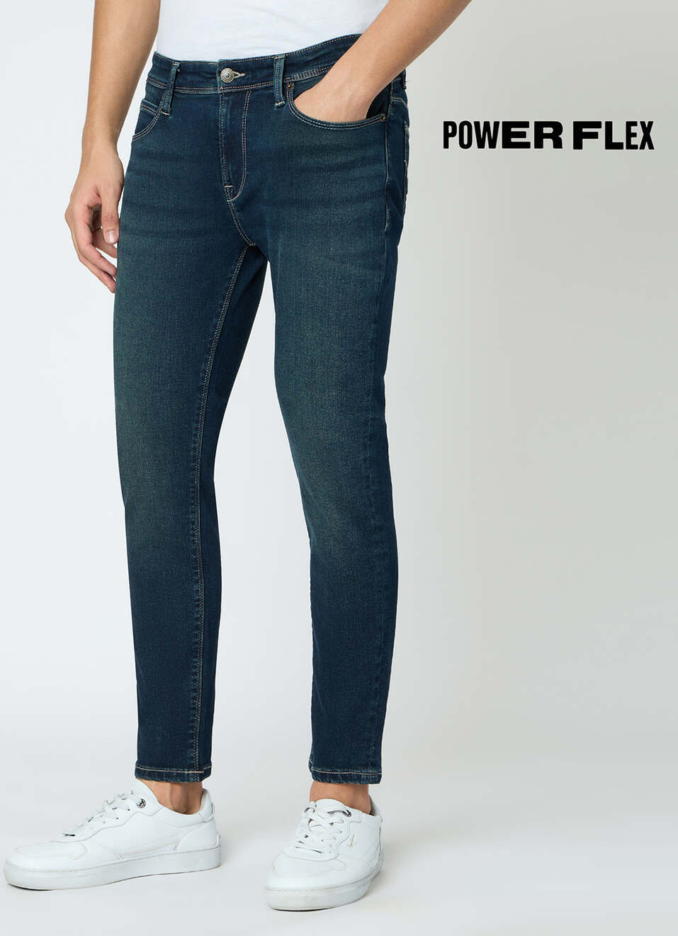 Men Blue Skinny Fit Stretchable Jeans, , large image number 2