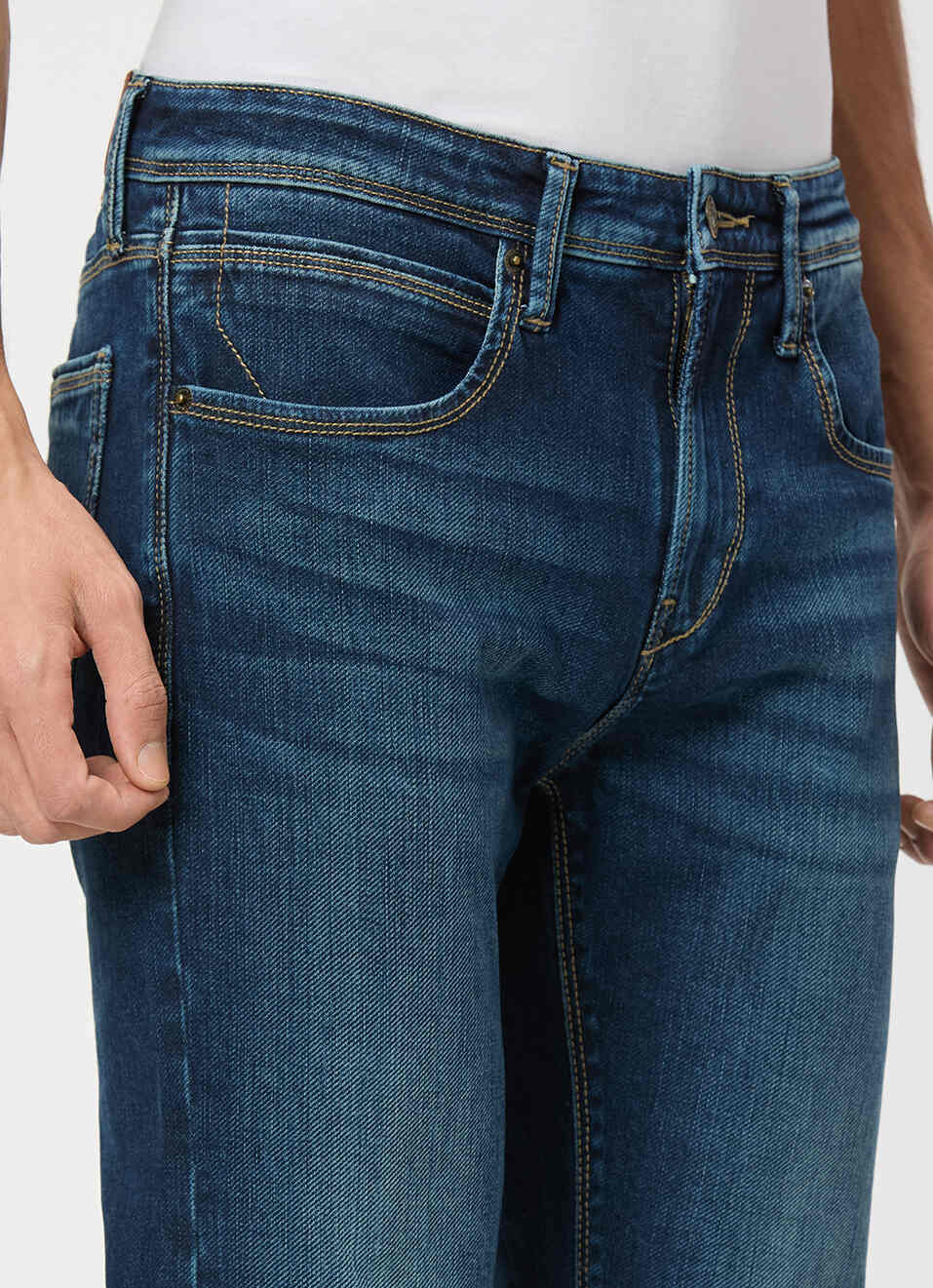 Men Blue Mid Rise Slim Fit Gymindigo Jeans, , large image number 4