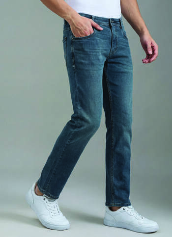 Men Medium Green Used Slim Fit Jeans