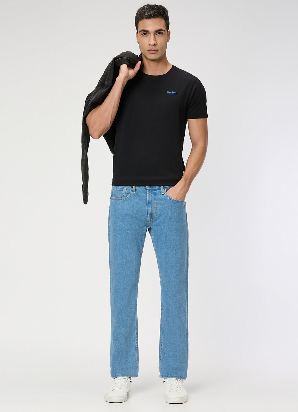 Men Blue Mid Rise Straight Fit All Clima Jeans, , large image number 1