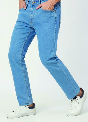 Men Blue Mid Rise Straight Fit All Clima Jeans