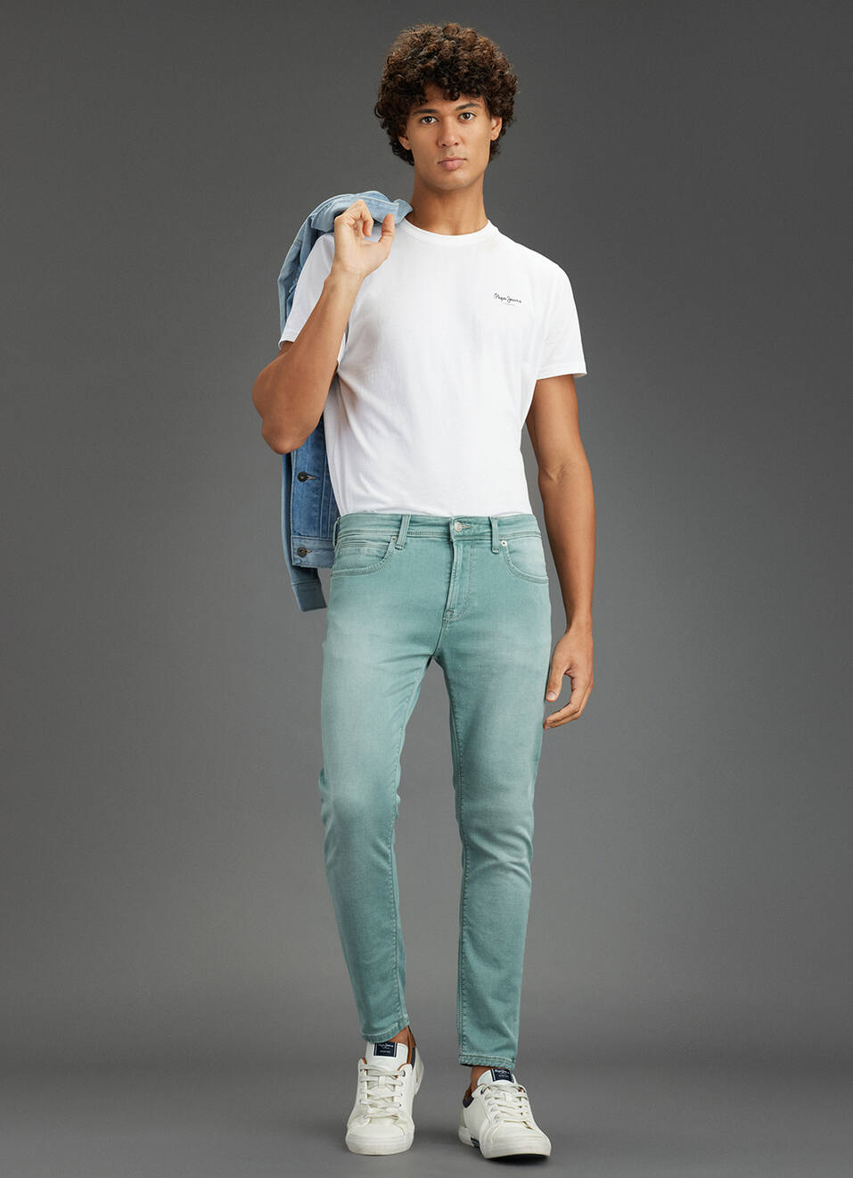 Men Mint Green Mid Rise Skinny Fit Ankle Jeans, , large image number 1