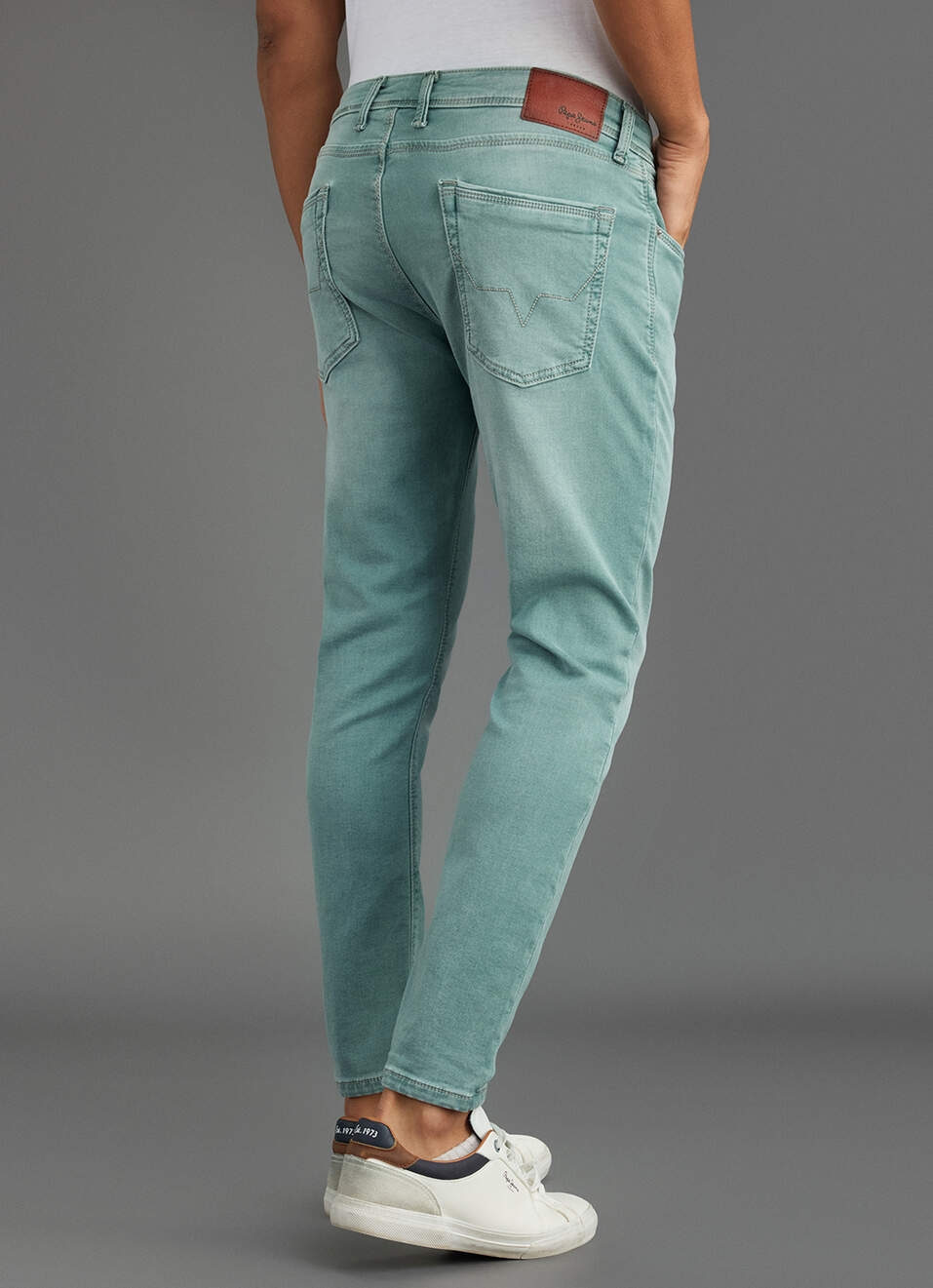 Men Mint Green Mid Rise Skinny Fit Ankle Jeans, , large image number 3