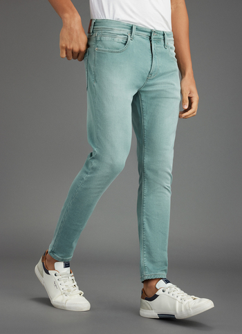 Men Mint Green Mid Rise Skinny Fit Ankle Jeans