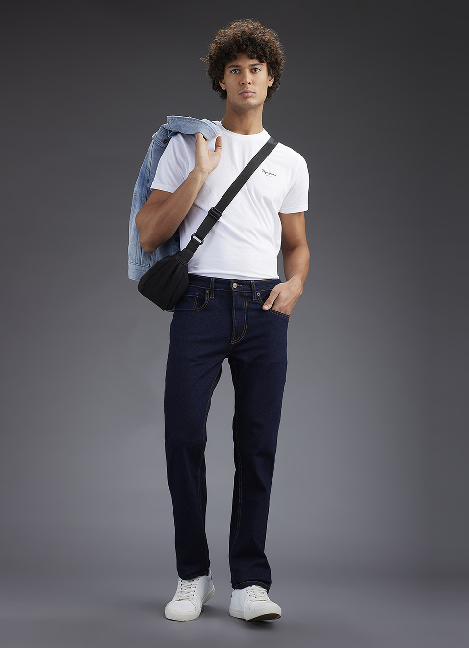 Men Blue Straight Fit Mid Rise Stretchable Jeans, , large image number 1