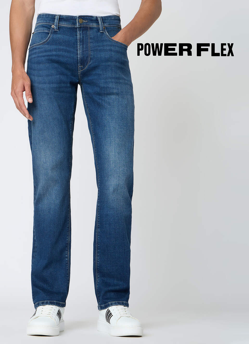 Men Blue Mid Rise Straight Fit Stretchable Jeans, , large image number 2