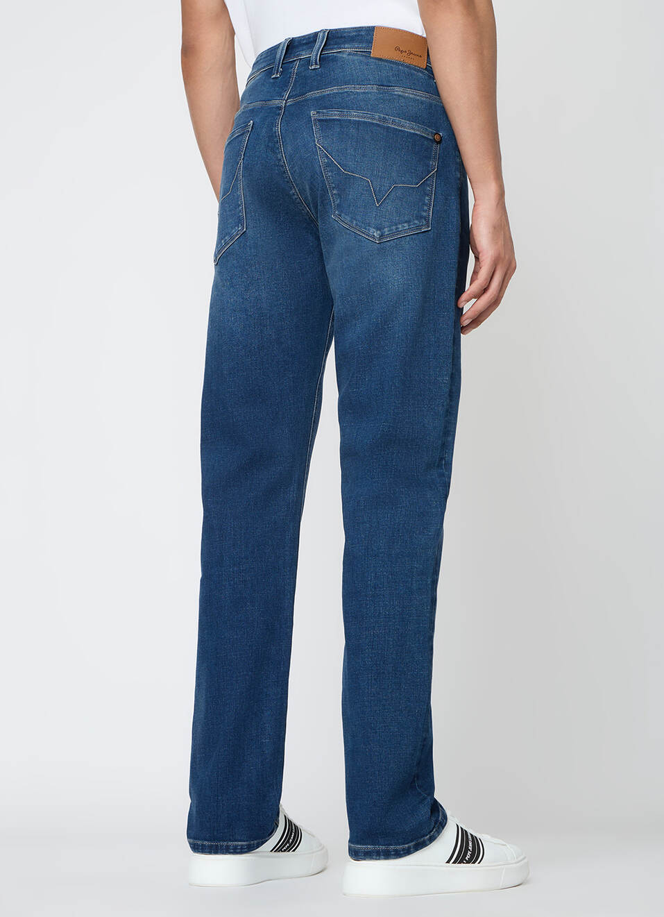 Men Blue Mid Rise Straight Fit Stretchable Jeans, , large image number 3