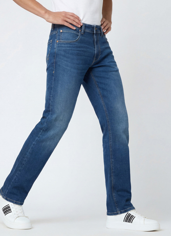 Men Blue Mid Rise Straight Fit Stretchable Jeans
