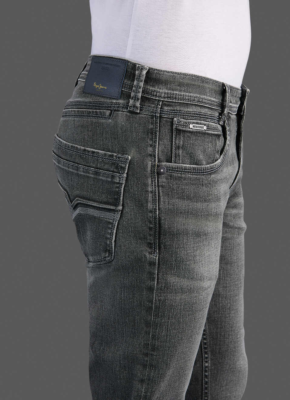 Men Dark Grey Mid Rise Slim Fit Jeans , , large image number 4