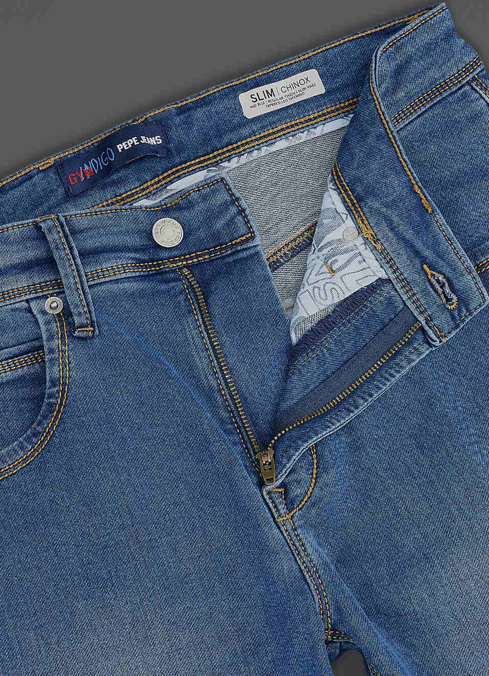 Men Blue Mid Rise Tapered Fit Jeans , , large image number 6