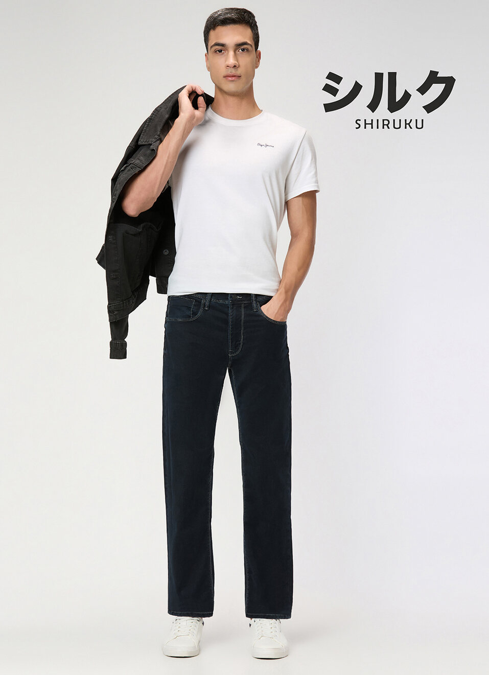 Men Black Mid Rise Straight Fit All Clima Jeans, , large image number 1