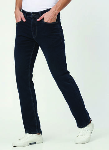 Men Black Mid Rise Straight Fit All Clima Jeans