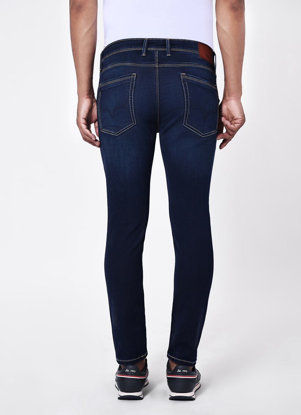 Men Blue Skinny Fit Mid Rise Stretchable Jeans, , large image number 2