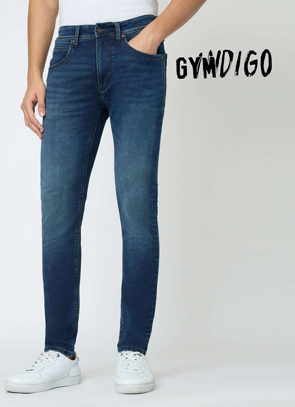 Men Green Slim Fit Stretchable Jeans, , large image number 2