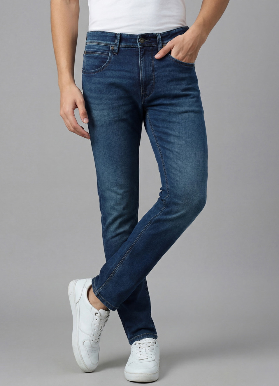 Men Green Slim Fit Stretchable Jeans, , large image number 0