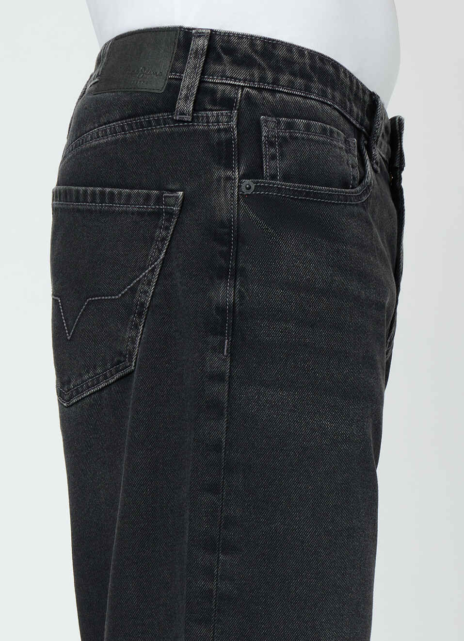 Men Black Mid Rise Tapered Jeans, , large image number 4
