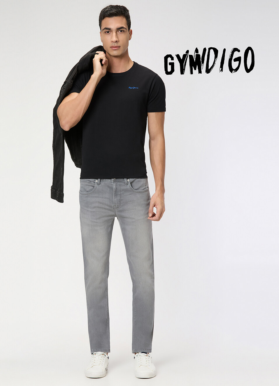 Men Grey Low Rise Slim Fit Gymindigo Jeans, , large image number 1