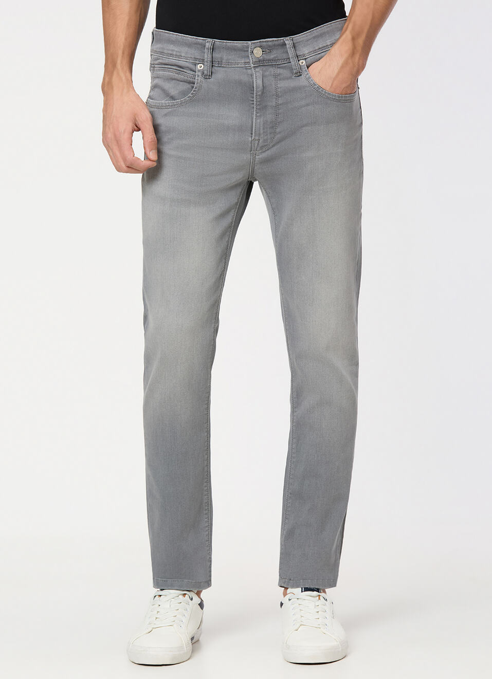 Men Grey Low Rise Slim Fit Gymindigo Jeans, , large image number 2
