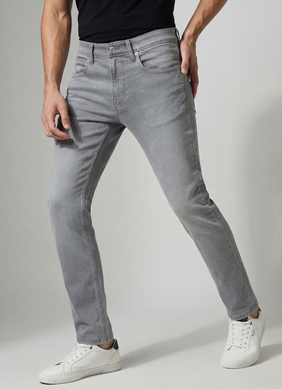 Men Grey Low Rise Slim Fit Gymindigo Jeans, , large image number 0