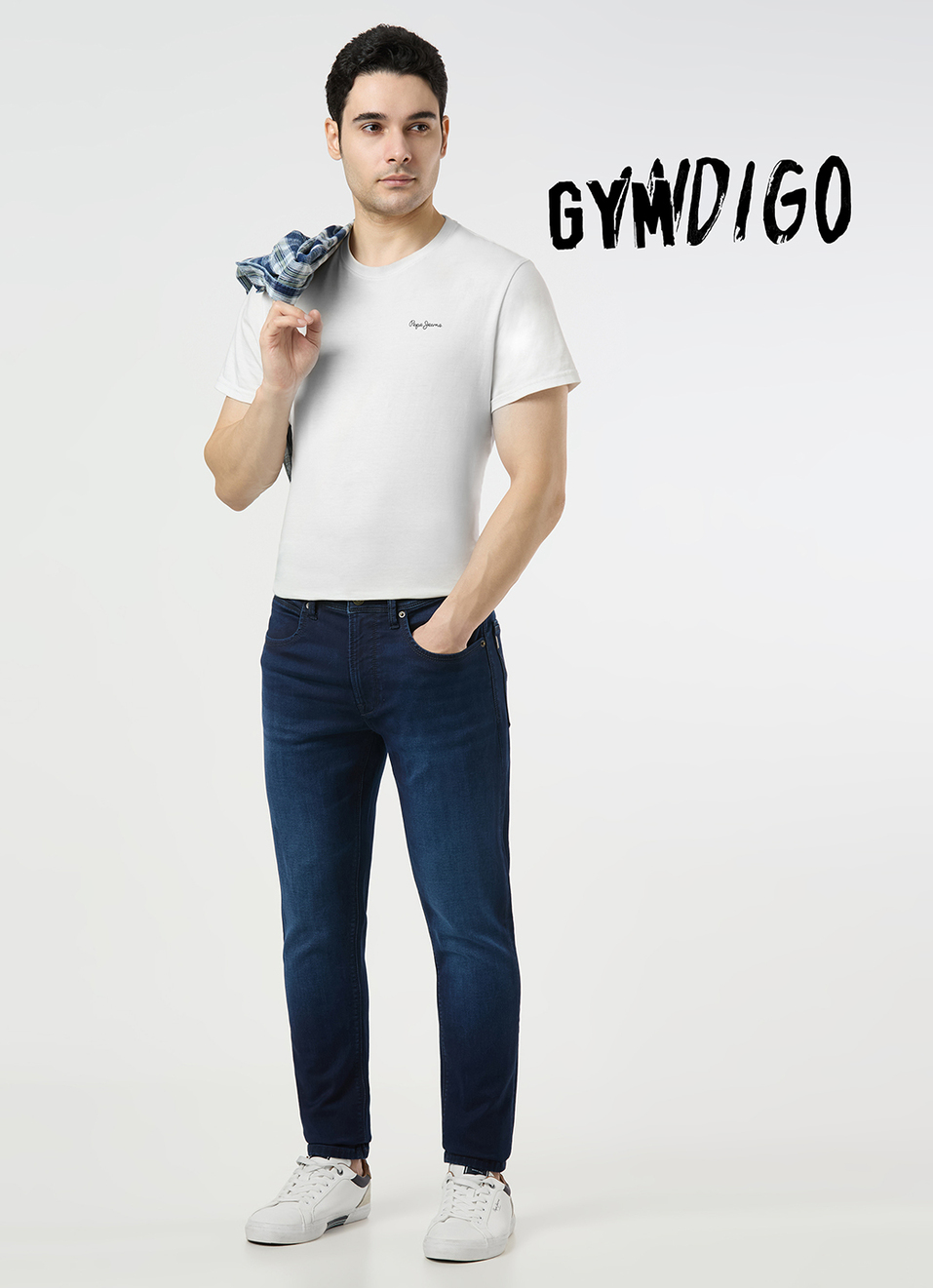 Men Blue Mid Rise Slim Fit Gymindigo Jeans, , large image number 1