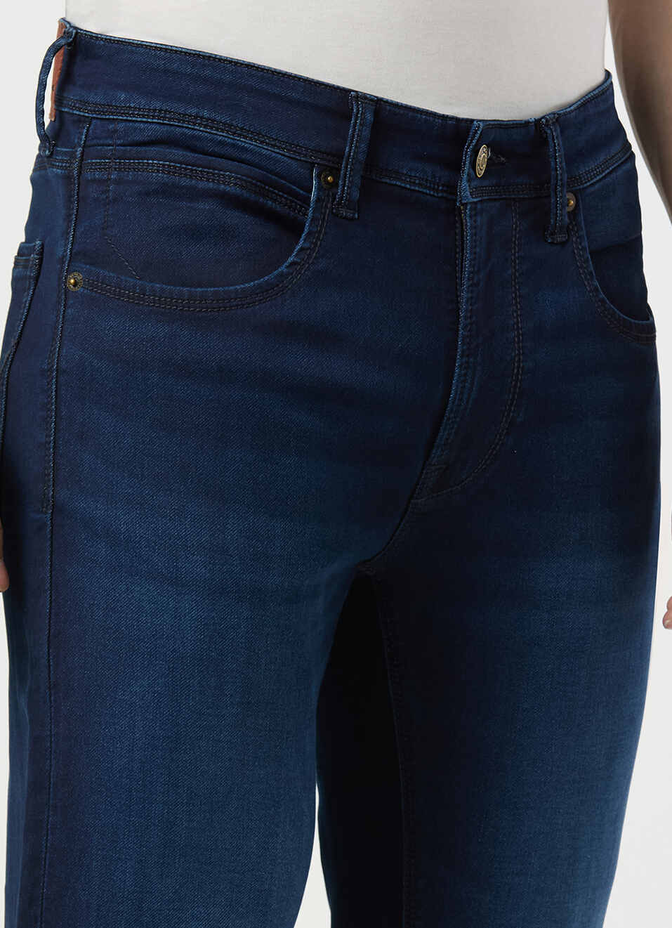 Men Blue Mid Rise Slim Fit Gymindigo Jeans, , large image number 4