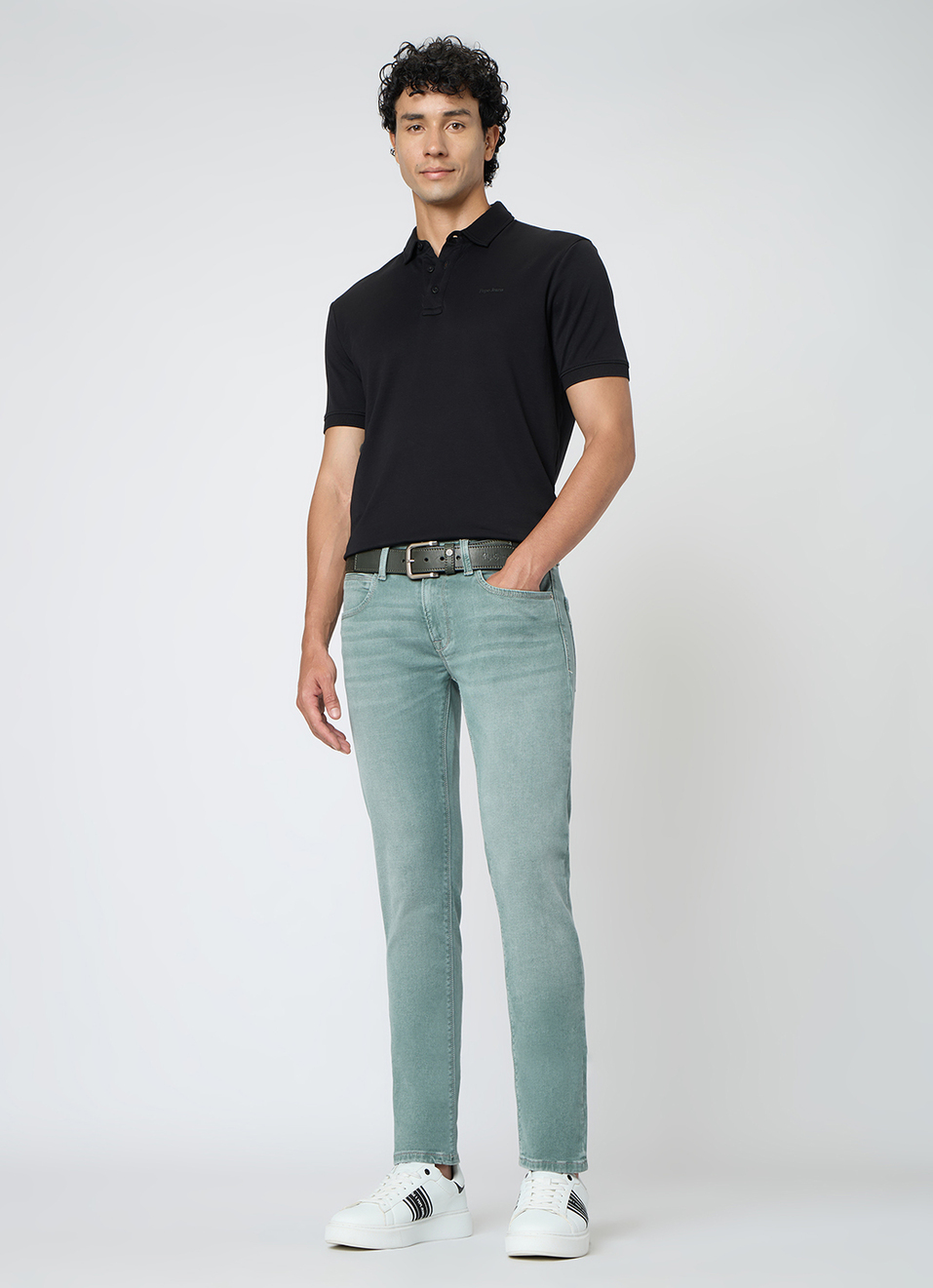 Men Green Slim Fit Stretchable Jeans, , large image number 1