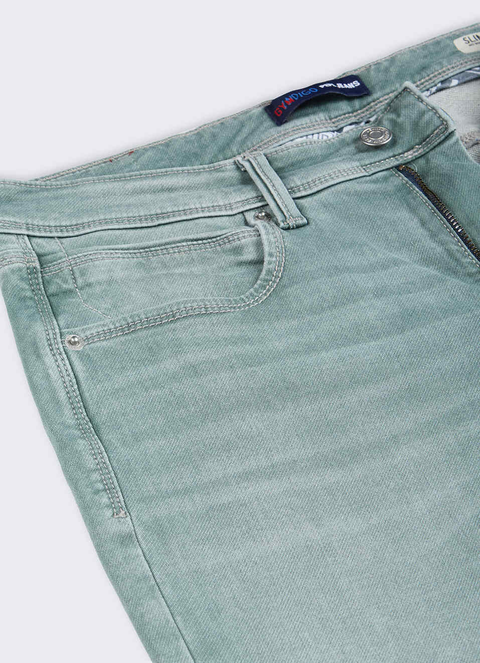 Men Green Slim Fit Stretchable Jeans, , large image number 5
