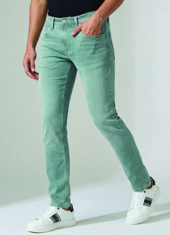 Men Green Slim Fit Stretchable Jeans