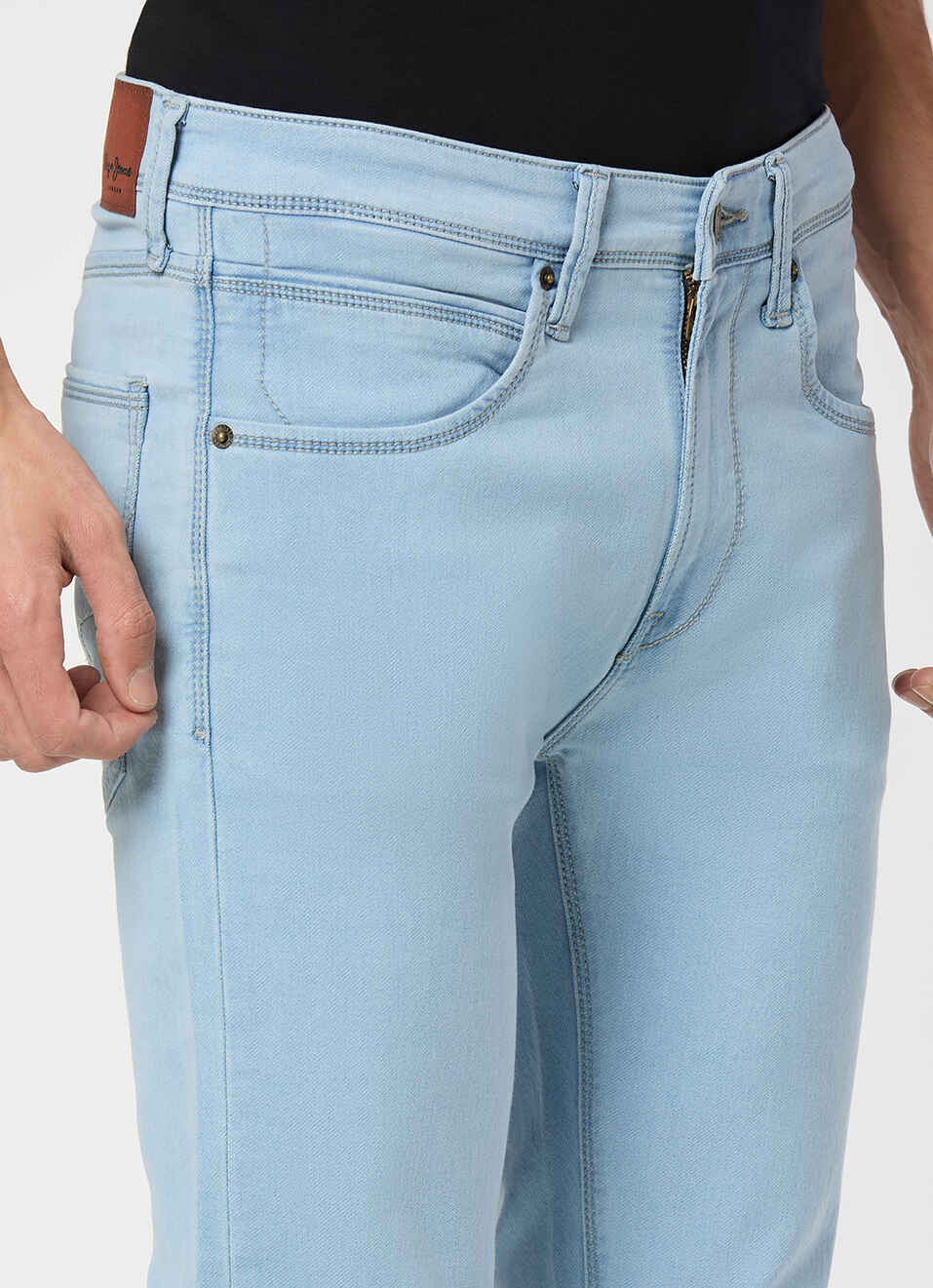 Men Light Blue Mid Rise Slim Fit Gymindigo Jeans, , large image number 4