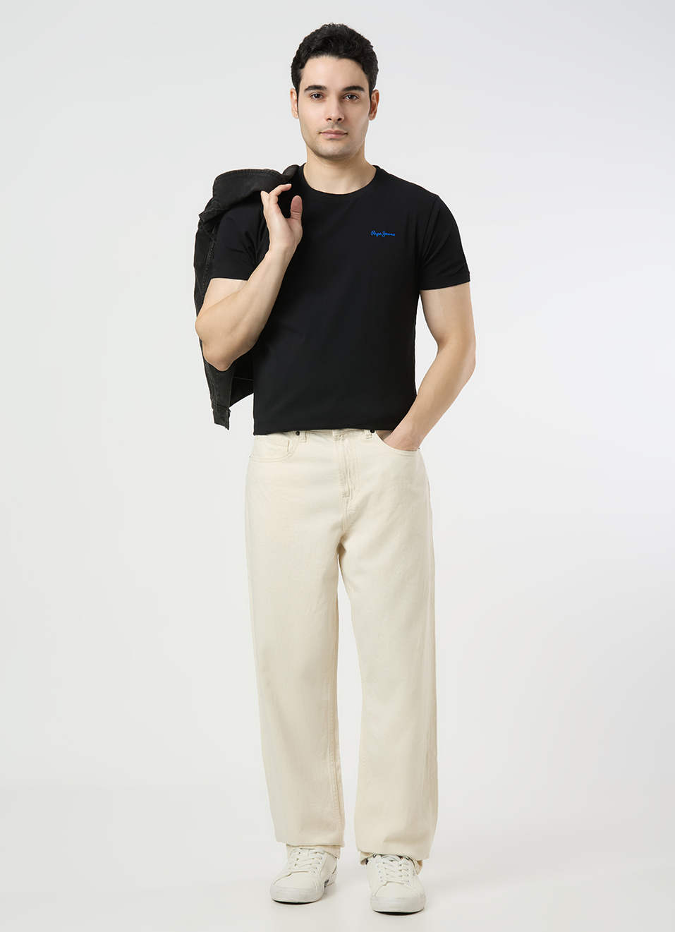 Men Ecru Mid Rise Relaxed Fit Jeans, , large image number 1