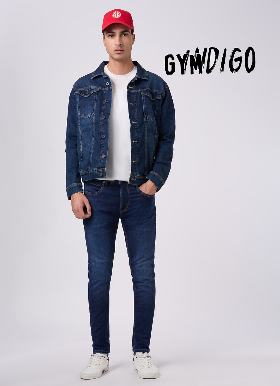 Men Blue Mid Rise Slim Fit Gymindigo Jeans, , large image number 1