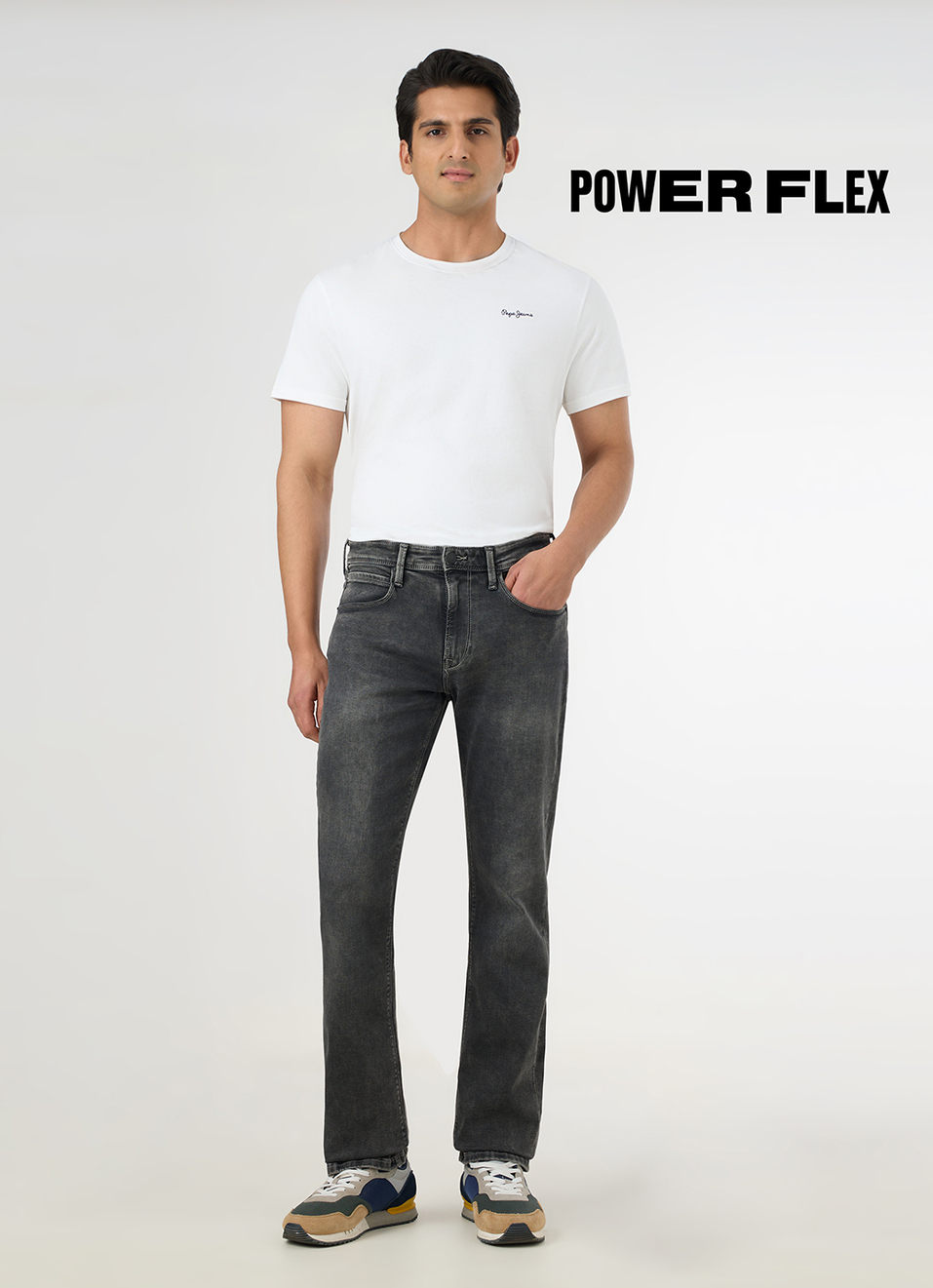 Men Grey Straight Fit Mid Rise Stretchable Jeans, , large image number 1