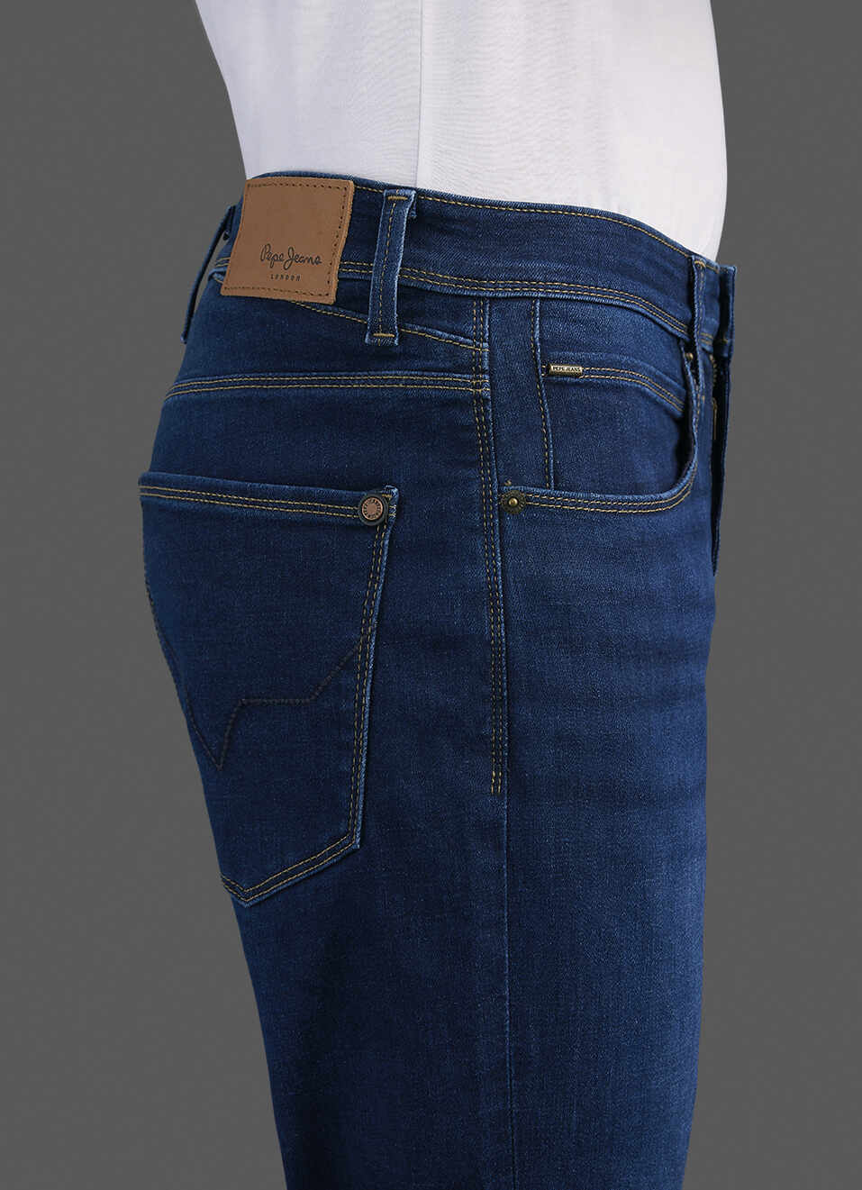 Men Dark Blue Mid Rise Straight Fit Powerflex Jeans, , large image number 4