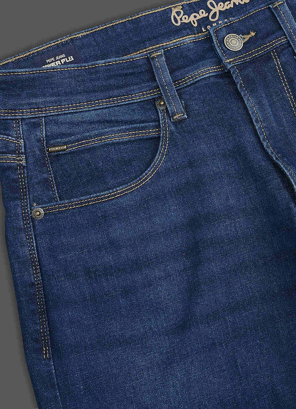 Men Dark Blue Mid Rise Straight Fit Powerflex Jeans, , large image number 5