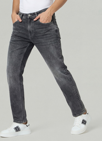 Men Grey Mid Rise Straight Fit Stretchable Jeans
